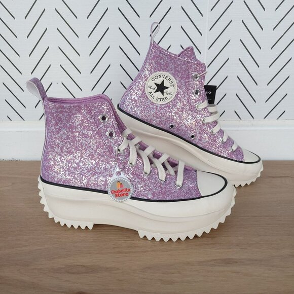 ✨Converse Run Star Hike Platform Hi 6 Men Shoes Sneakers Glitter Purple A10096C - Picture 3 of 10